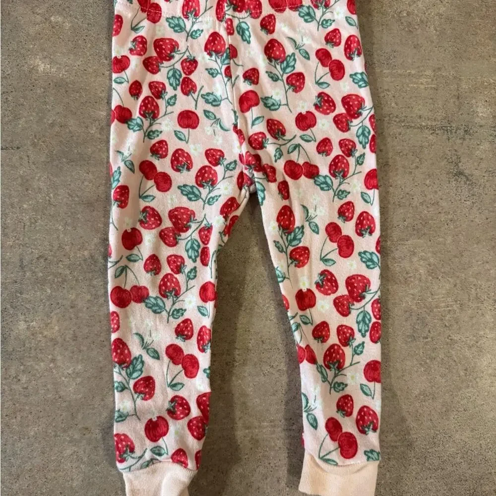 Adorable Fun Strawberry & Cherry Print 2 Piece Pajama Set Size 18M
